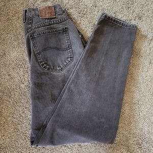 Vtg Riveted Lee Jeans Womens 14 Med (28x31) Gray High Waisted Tapered Leg USA